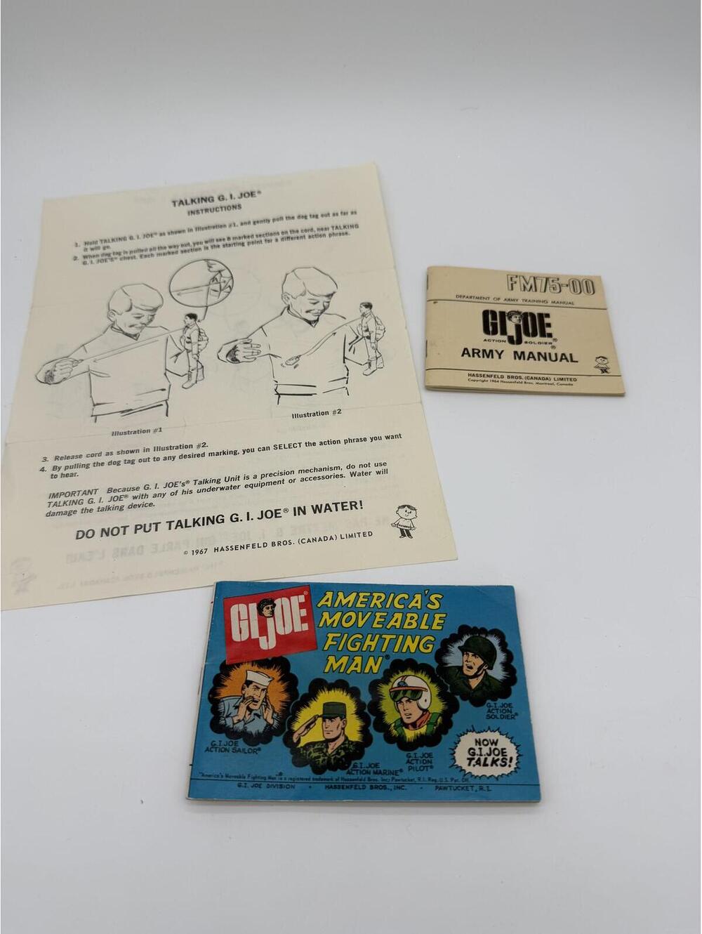 Vintage 1967 Talking G.I. Joe Paperwork Lot - Canada Hasbro Instructions Booklet